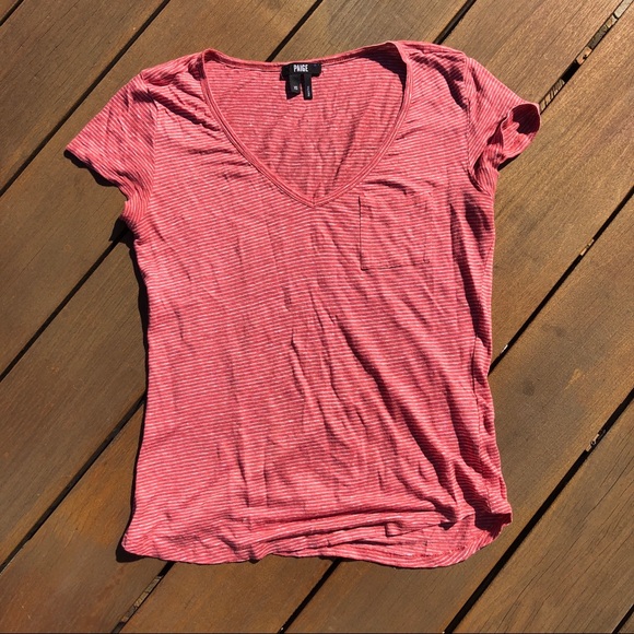 PAIGE Tops - Paige Striped Red and White Short Sleeve Shirt